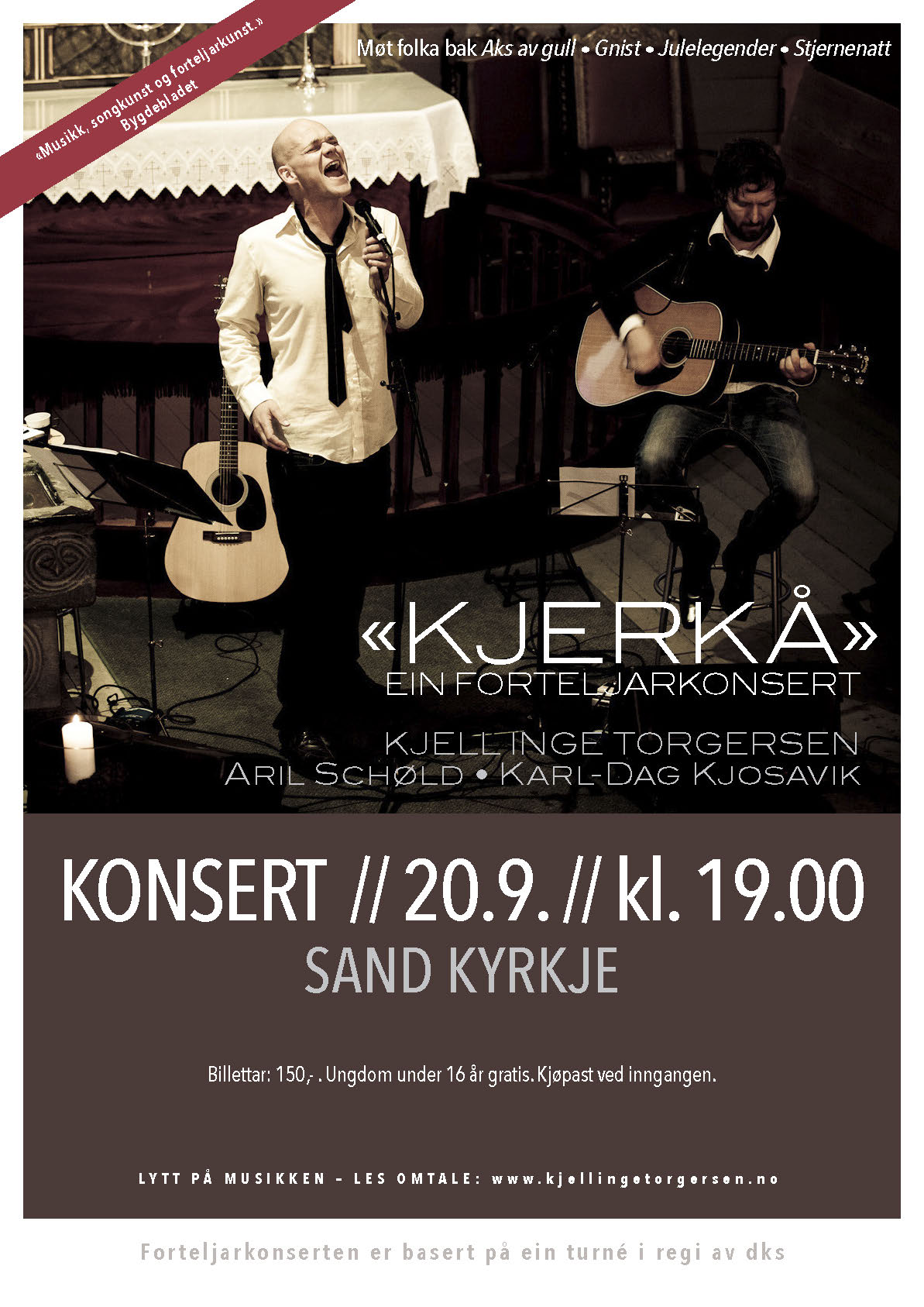 Kjerkå – ein forteljarkonsert i Sand kyrkje 20.9.16